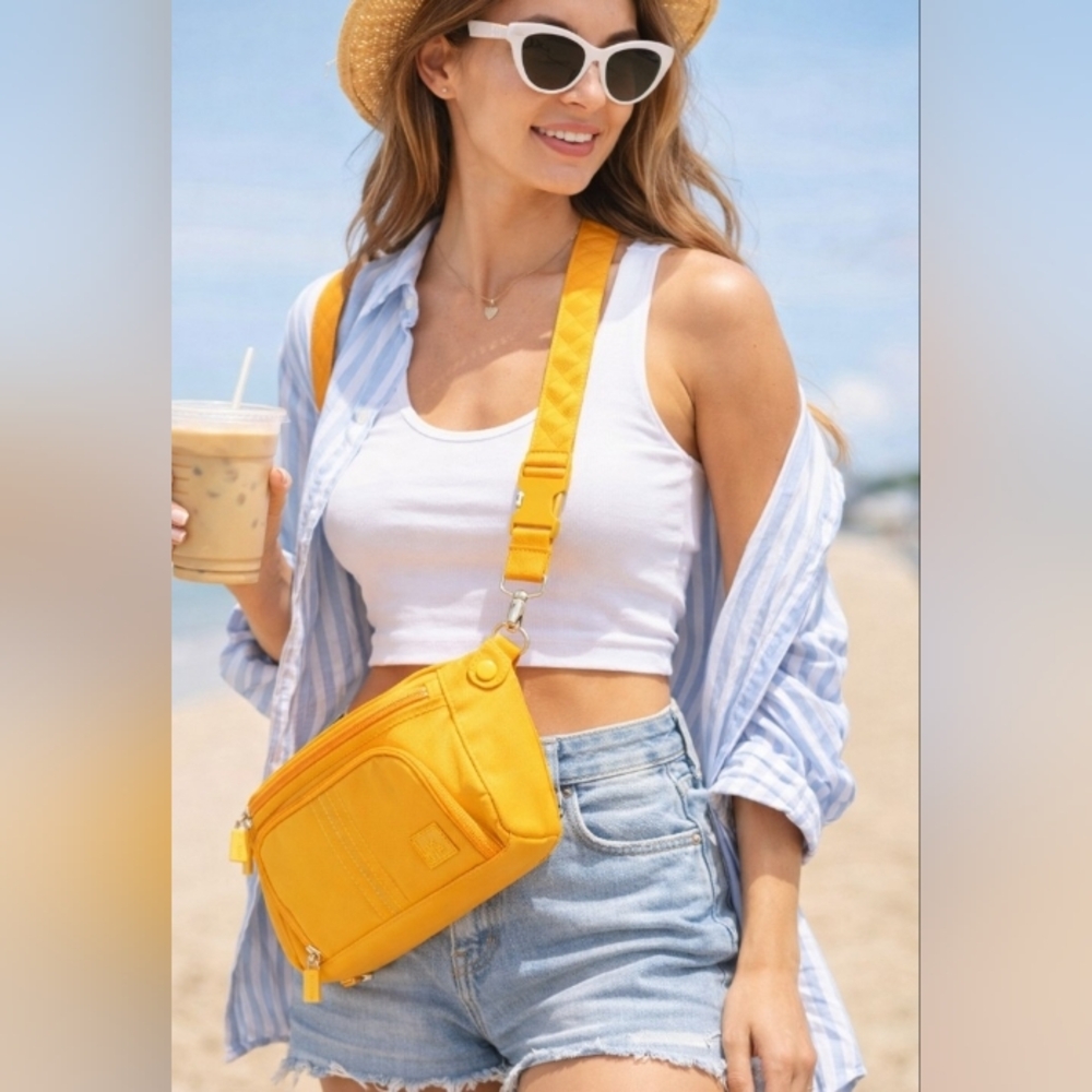 IHKWIP Anti-Theft Sling Crossbody Bag Mango Yellow Water Repellent